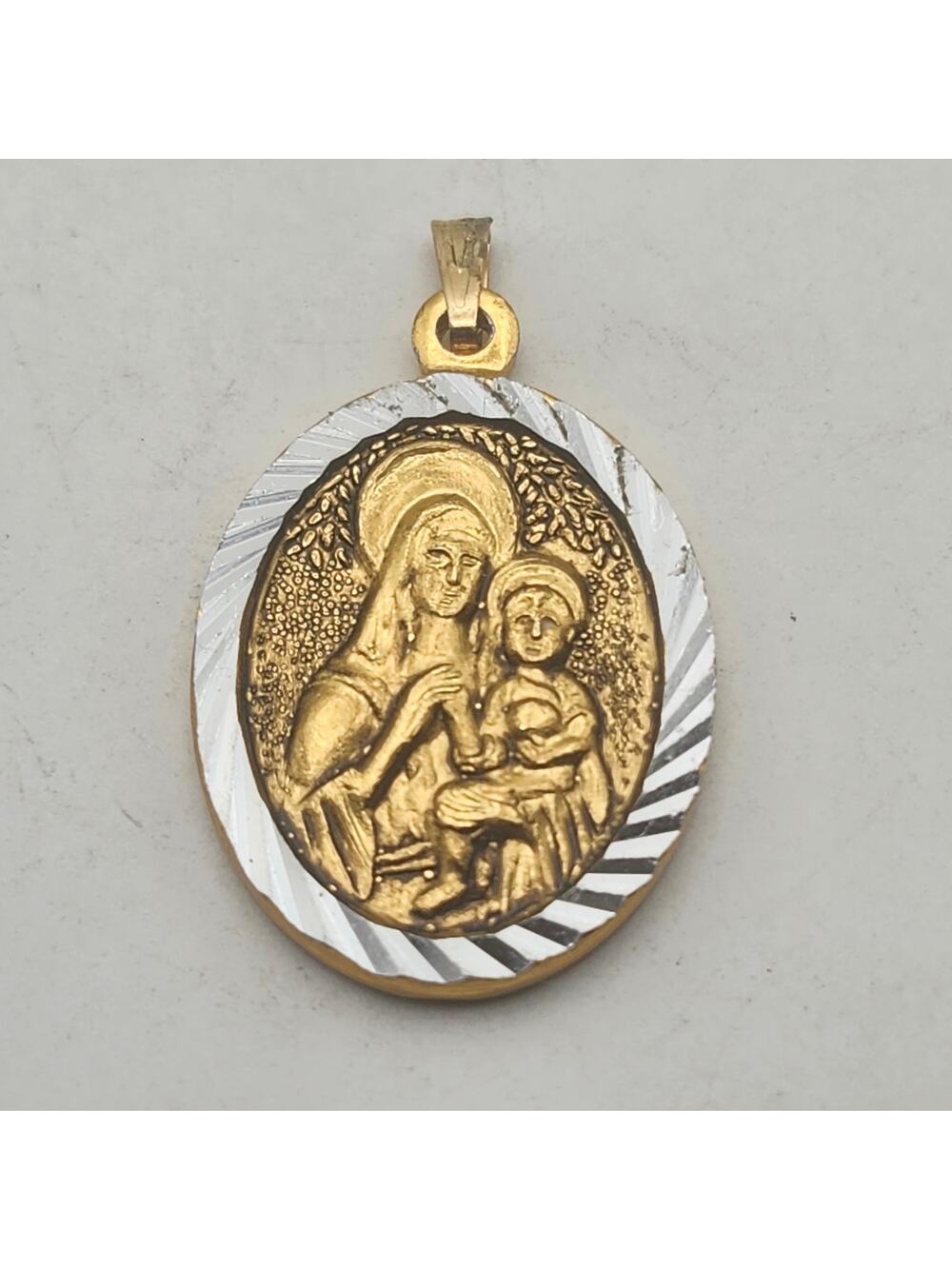 Vintage Our Lady Maryknoll Medal Pendant Catholic Madonna Child Two Tone Charm